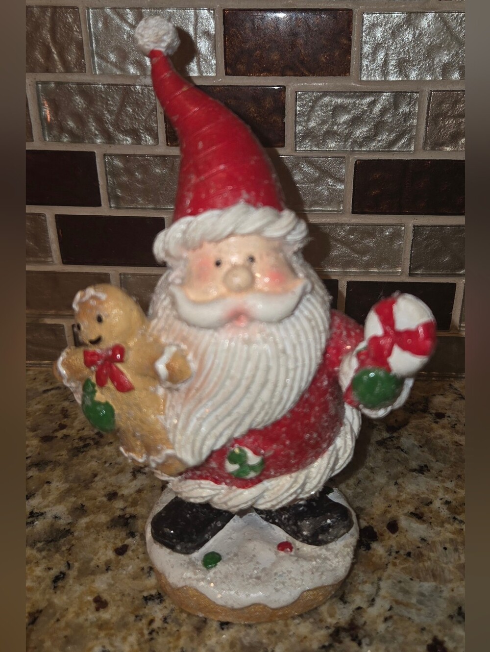 Festive Red Santa Gingerbread Man Figurine Holiday Decoration